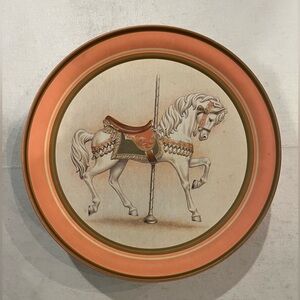 Vintage 1991 Sweetie Bear Bakery pink Carousel horse tin. Absolutely Gorgeous!